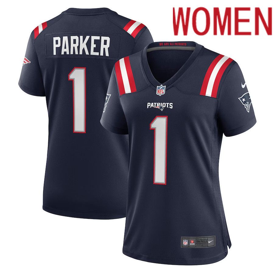 Women New England Patriots #1 DeVante Parker Nike Navy Game NFL Jersey